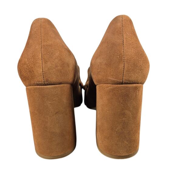 Boden Brown Suede Kiltie Tassel Loafers Womens 39 8.5 Block Heel British Preppy - Picture 9 of 11